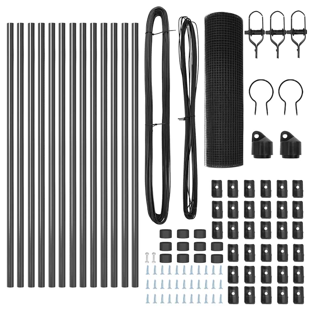 Zaunpfosten Grau 25 x 0,5 m (16 x 16 mm Netz) Stahl
