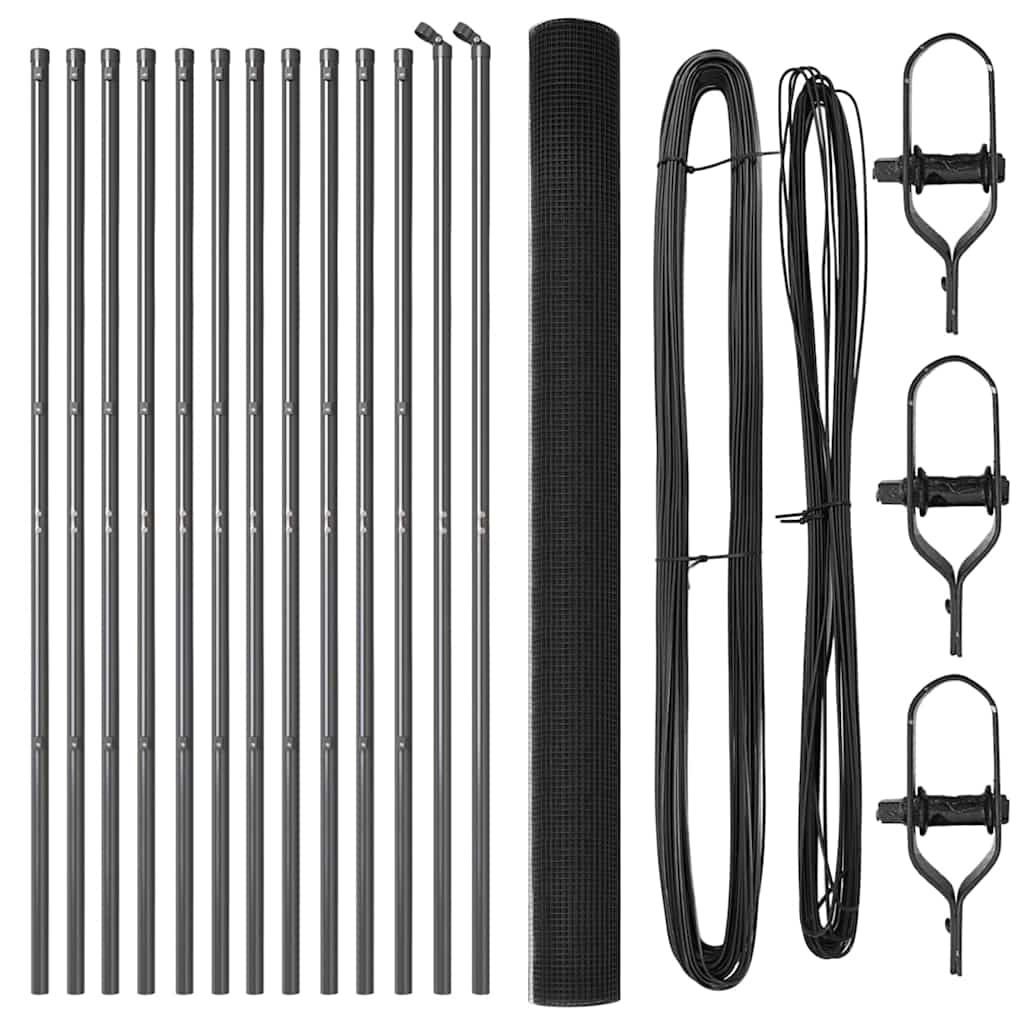 Zaunpfosten Grau 25 x 1,5 m (25 x 25 mm Maschendraht) Stahl