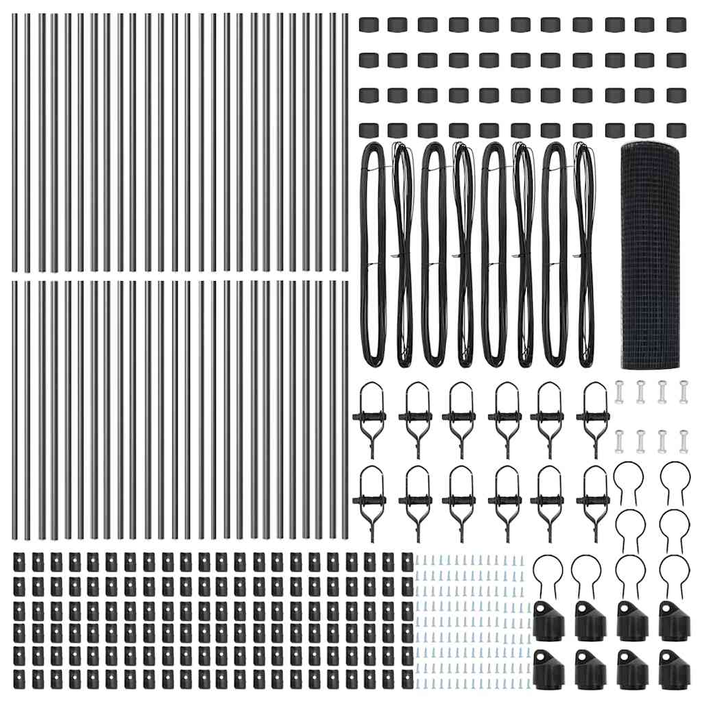 Zaunpfosten Grau 100 x 0,5 m (19 x 19 mm Maschenweite)