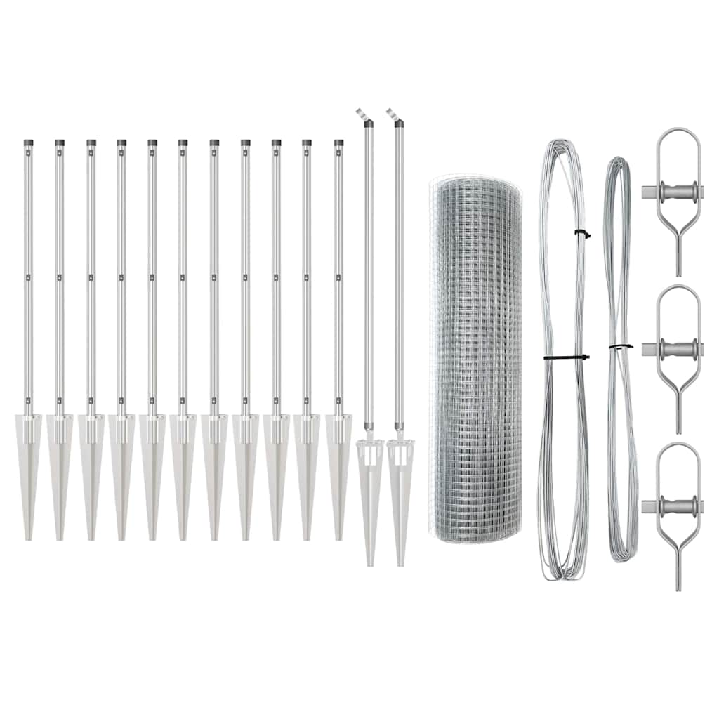 Zaunpfosten Silber 25 x 0,5 m (12 x 12 mm Masche) Stahl