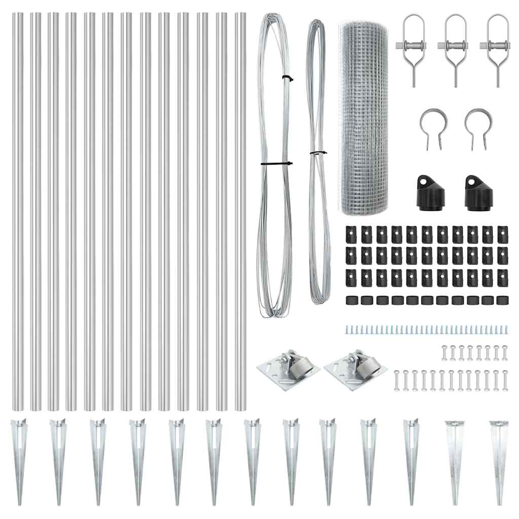 Zaunpfosten Silber 25 x 1 m (19 x 19 mm Draht) Stahl