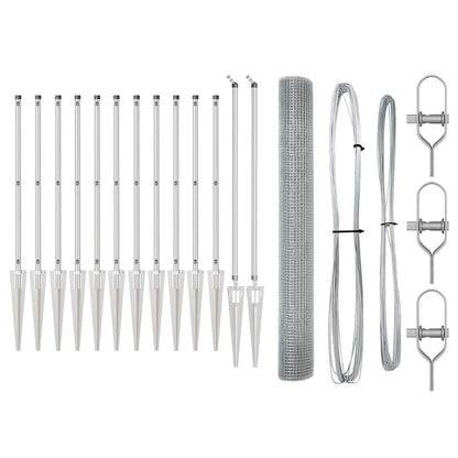 Zaunpfosten Silber 25 x 1,4 m (19 x 19 mm Netz) Stahl