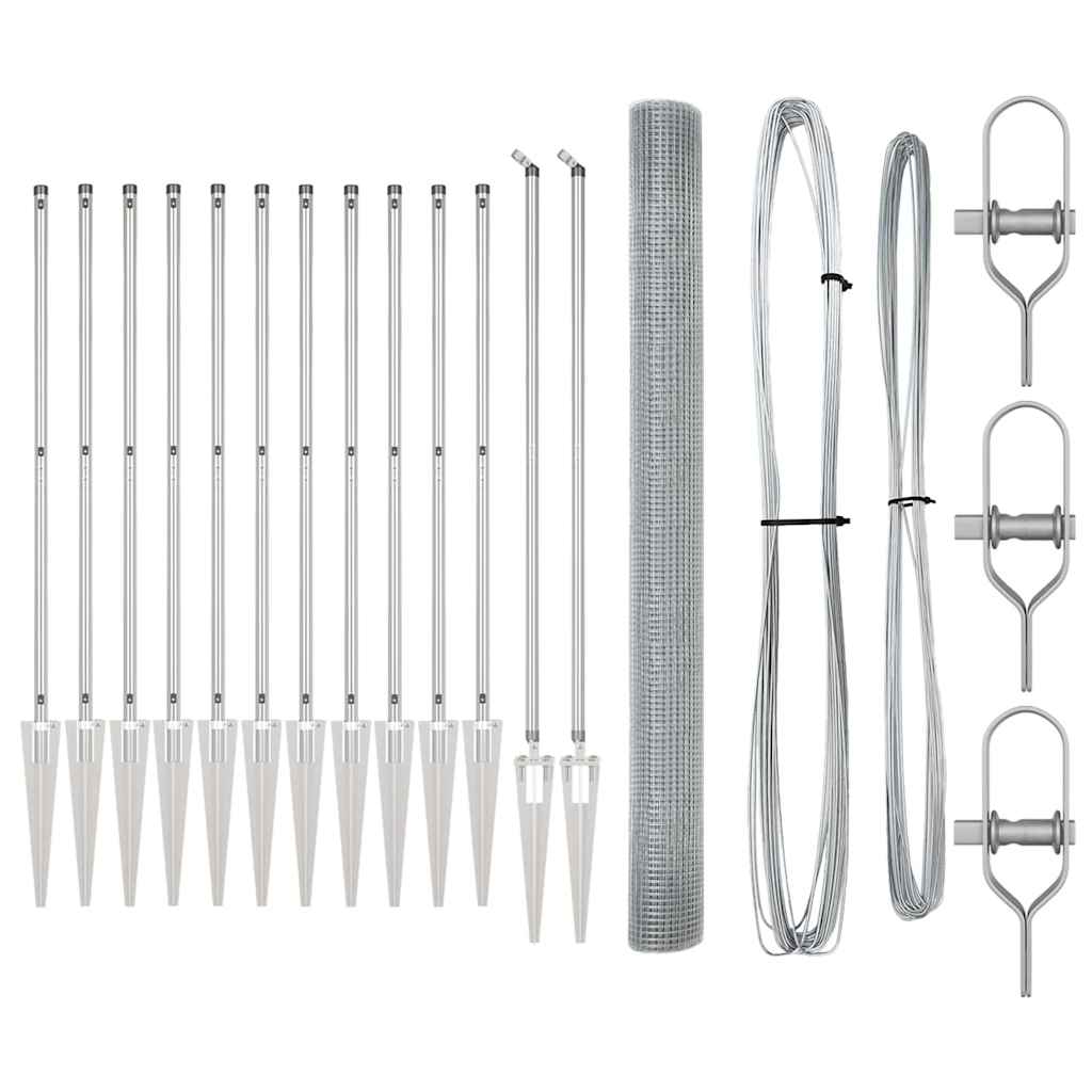 Zaunpfosten Silber 25 x 1,6 m (16 x 16 mm Netz) Stahl