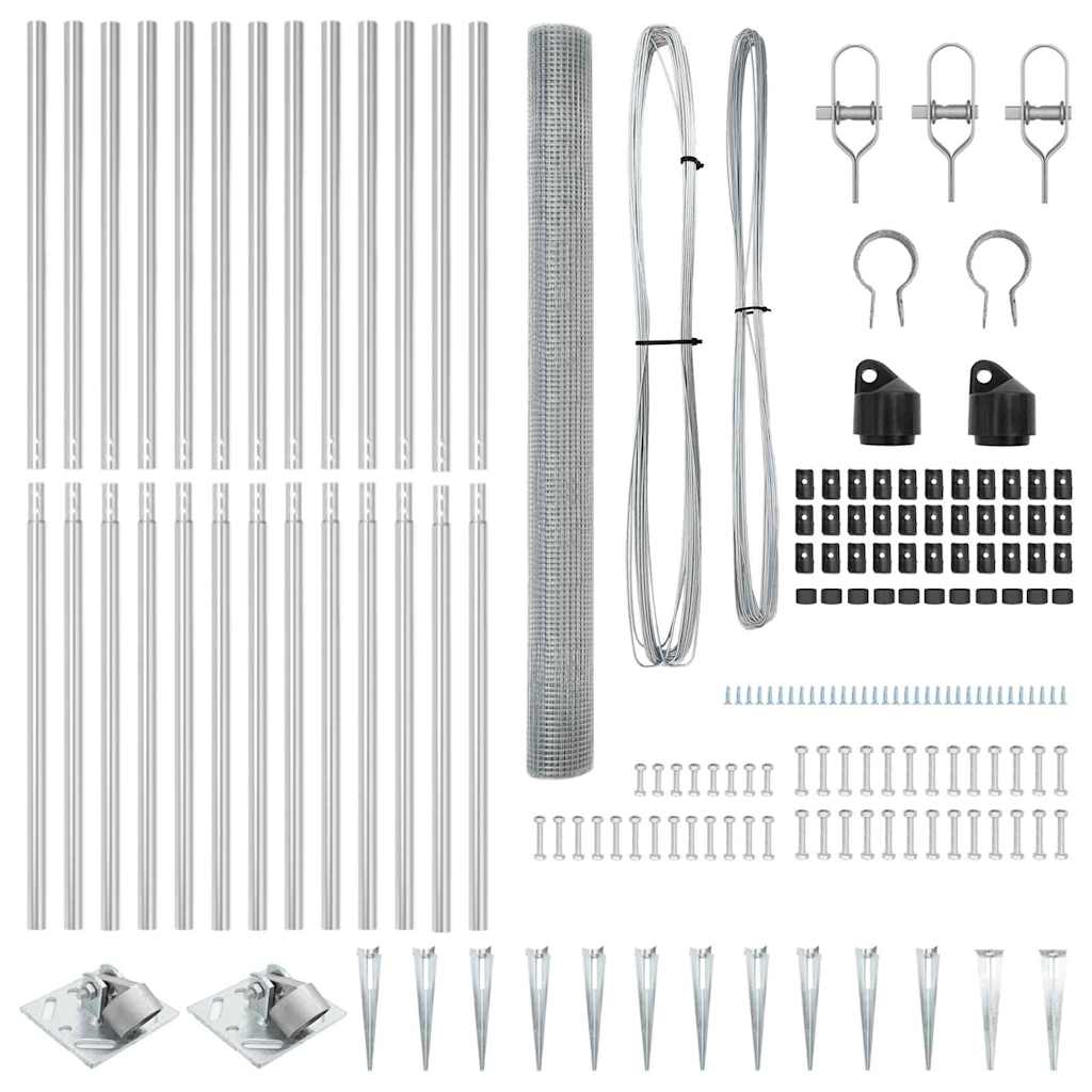 Zaunpfosten Silber 25 x 1,6 m (16 x 16 mm Netz) Stahl