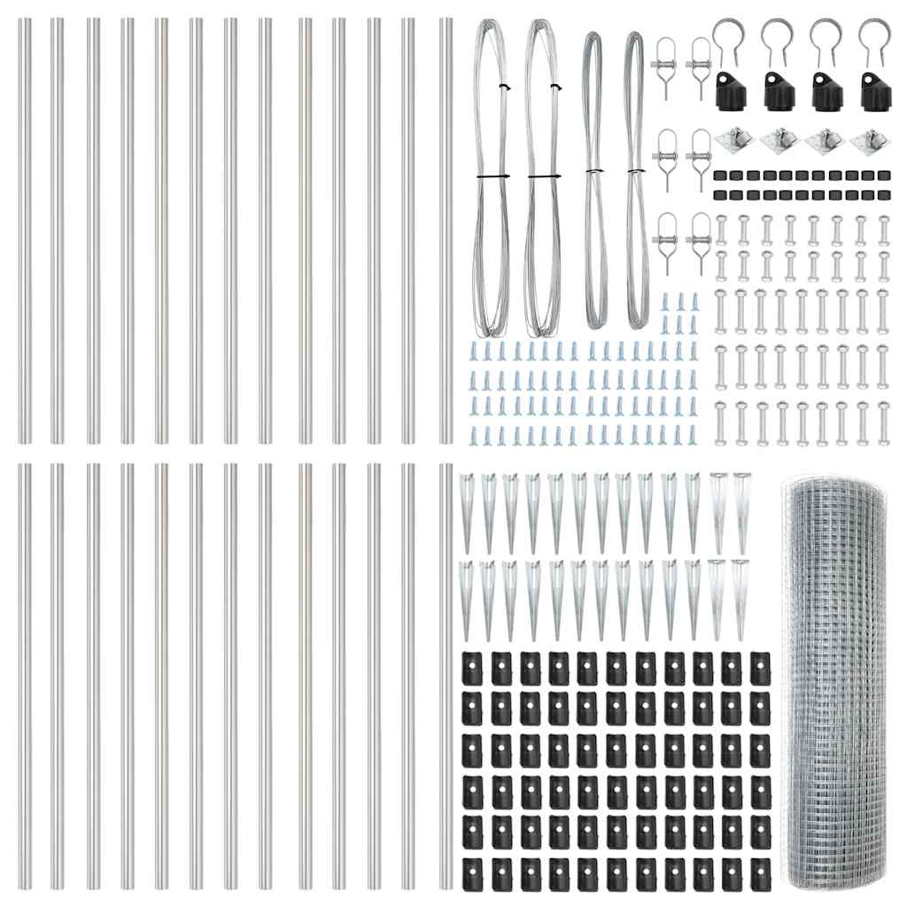 Zaunpfosten Silber 50 x 0,4 m (25 x 25 mm Netz) Stahl