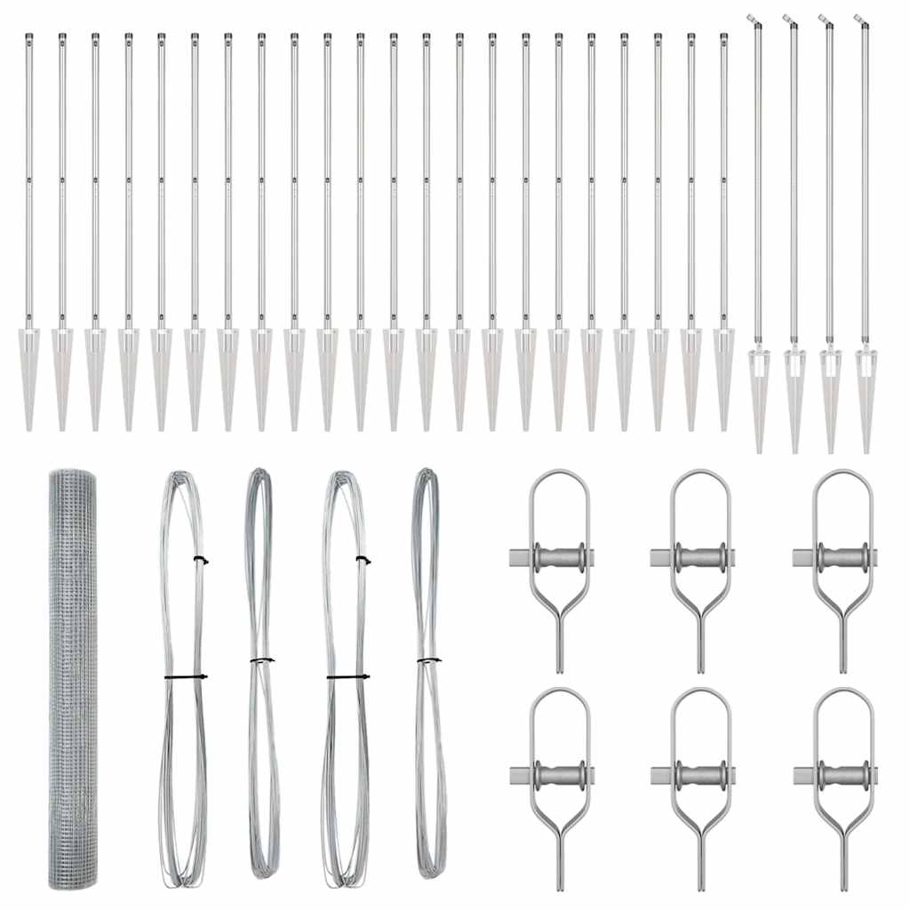 Zaunpfosten Silber 50 x 1,2 m (19 x 19 mm Netz) Stahl