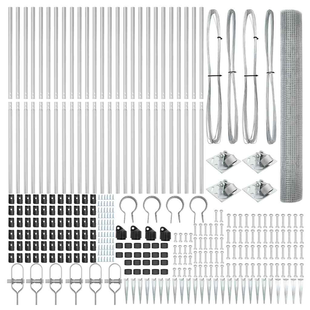 Zaunpfosten Silber 50 x 1,2 m (19 x 19 mm Netz) Stahl