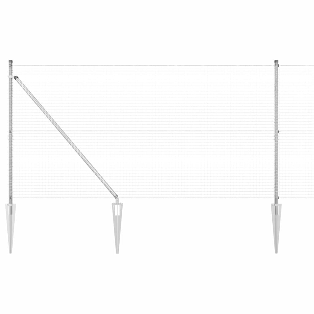 Zaunpfosten Silber 50 x 1,4 m (25 x 25 mm Netz) Stahl