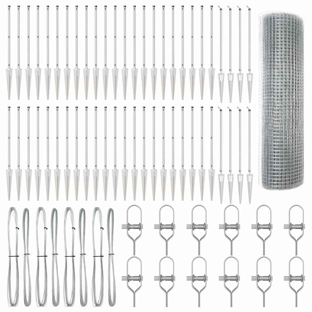 Zaunpfosten Silber 100 x 0,8 m (16 x 16 mm Netz) Stahl