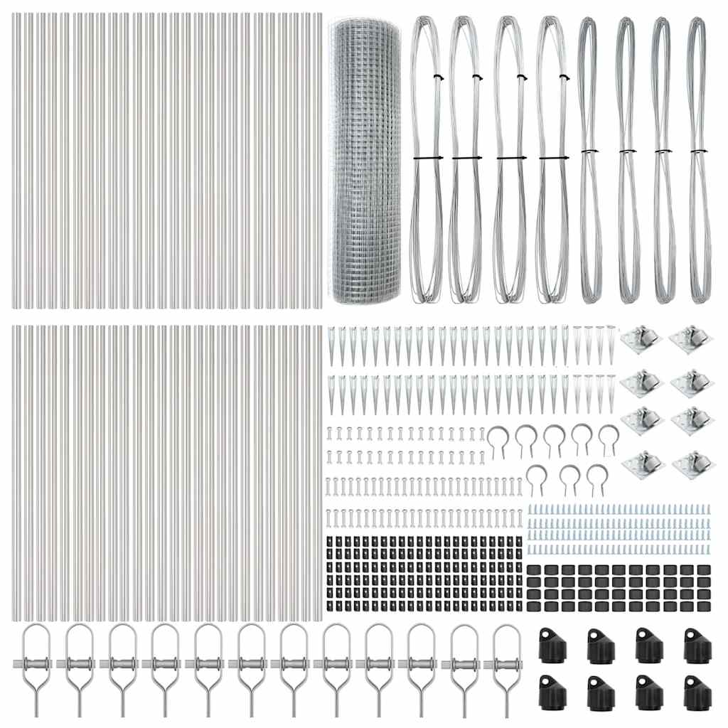 Zaunpfosten Silber 100 x 0,8 m (16 x 16 mm Netz) Stahl