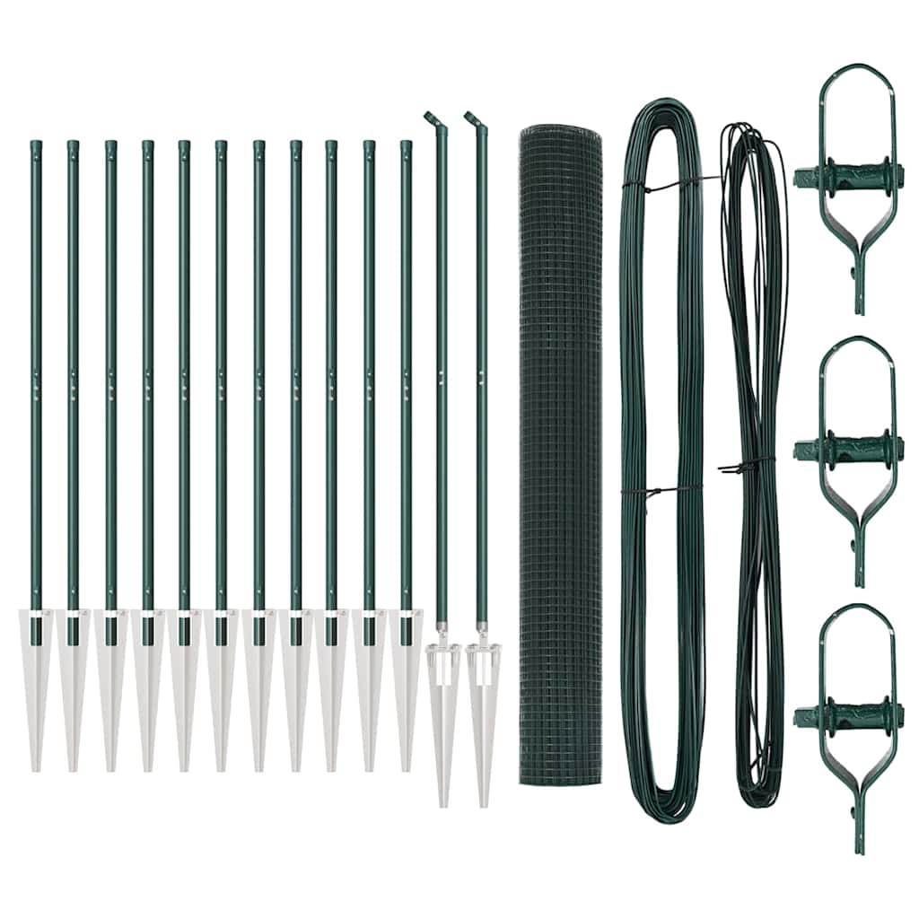 Zaunpfosten Grün 25 x 1 m (12 x 12 mm Masche) Stahl