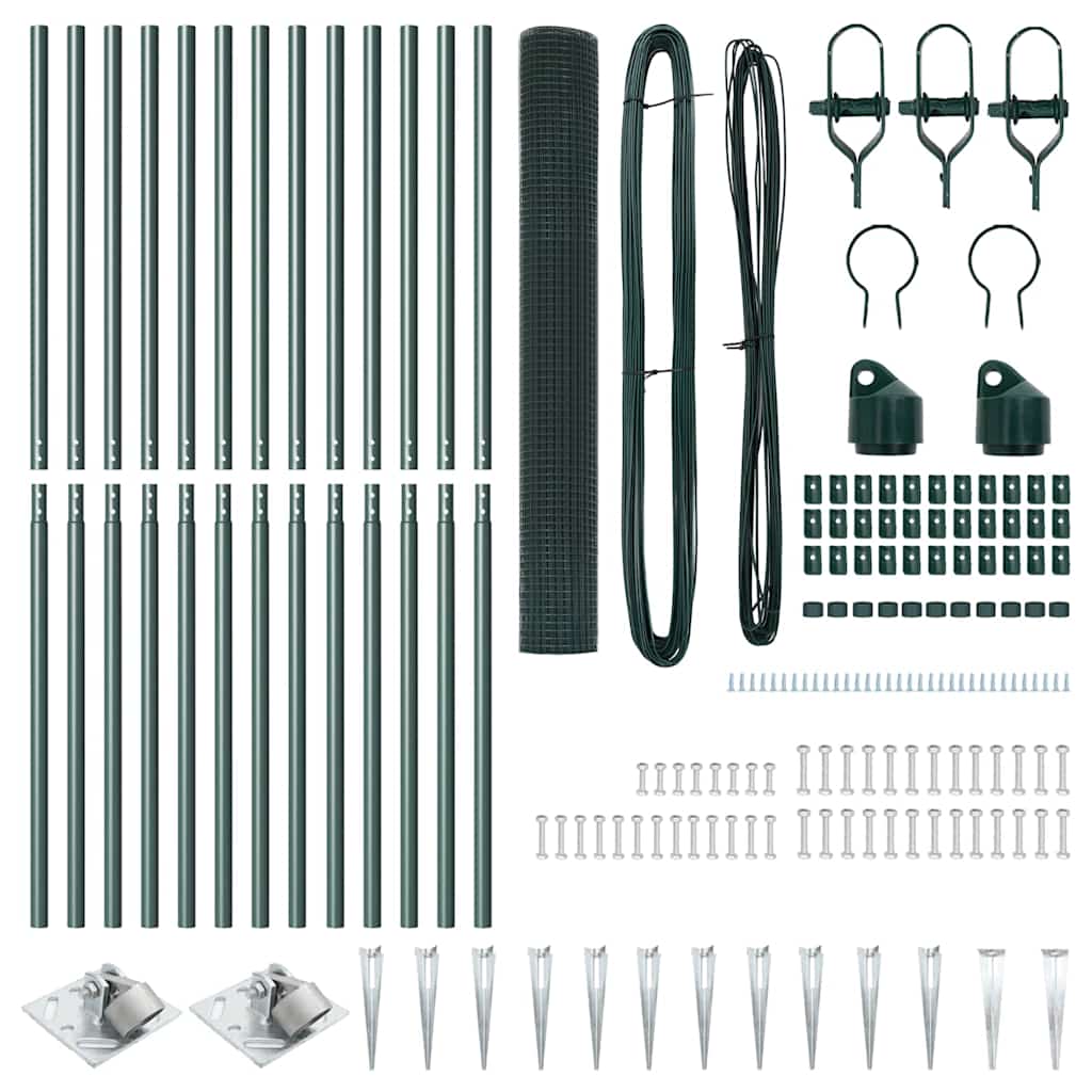 Zaunpfosten Grün 25 x 1 m (12 x 12 mm Masche) Stahl