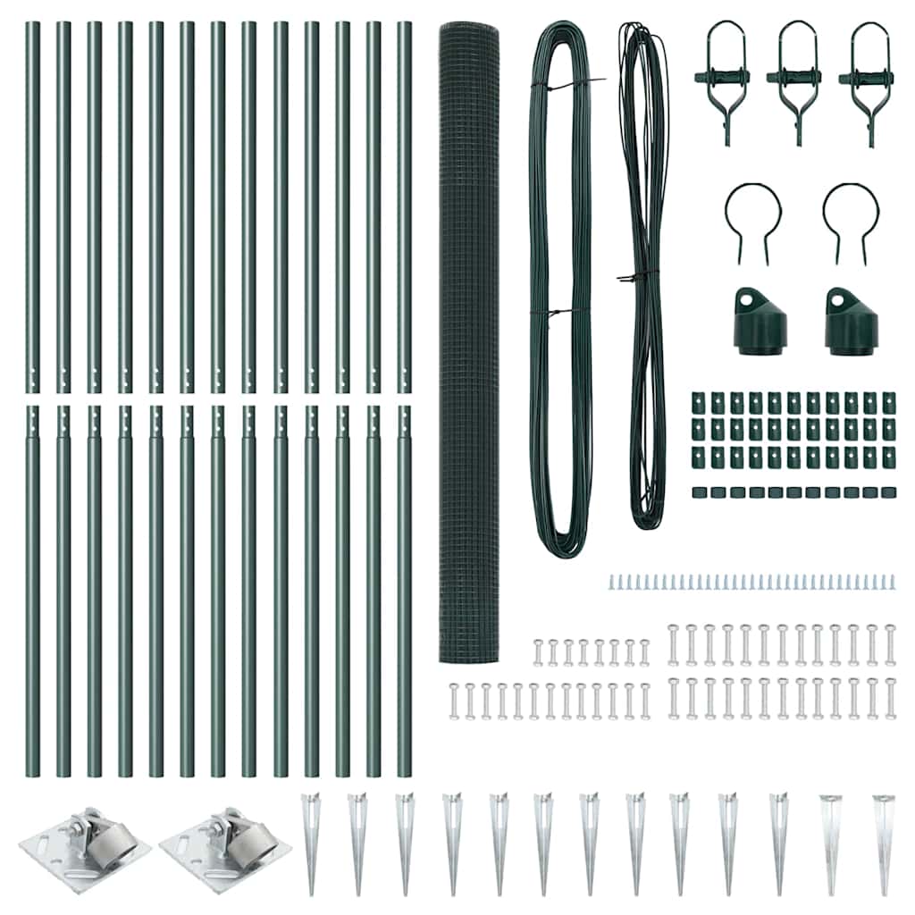 Zaunpfosten Grün 25 x 1,5 m (25 x 25 mm Maschendraht) Stahl