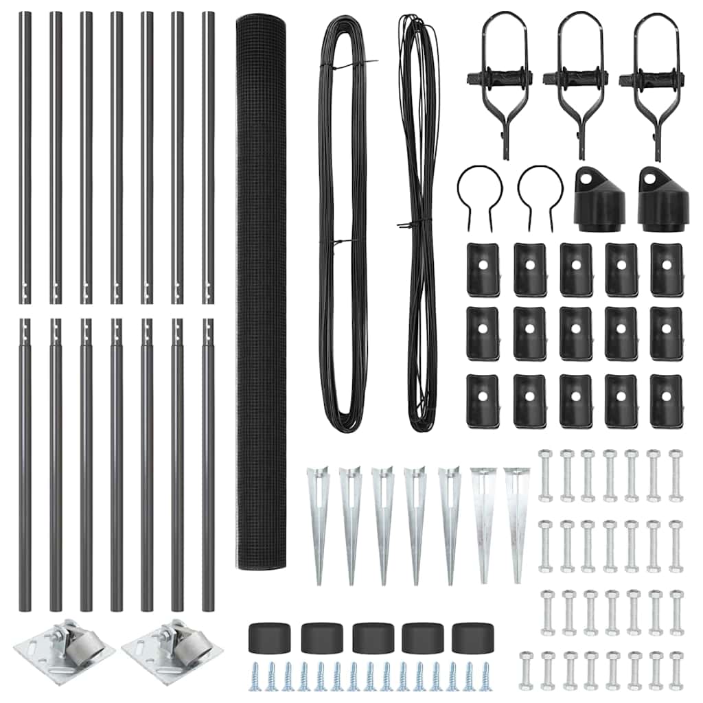 Zaunpfosten Grau 10 x 1,6 m (16 x 16 mm Maschenweite)