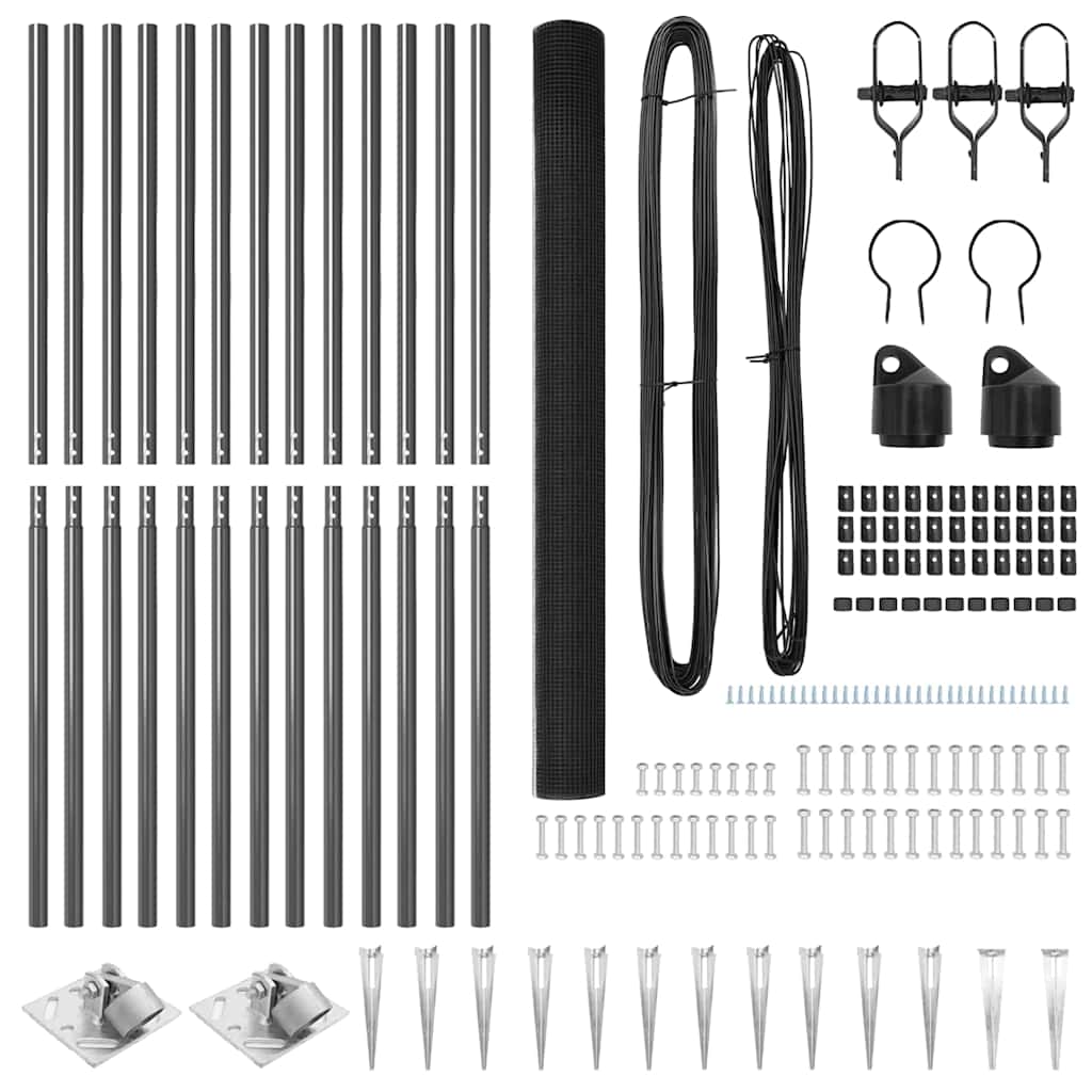 Zaunpfosten Grau 25 x 1,5 m (25 x 25 mm Maschendraht) Stahl