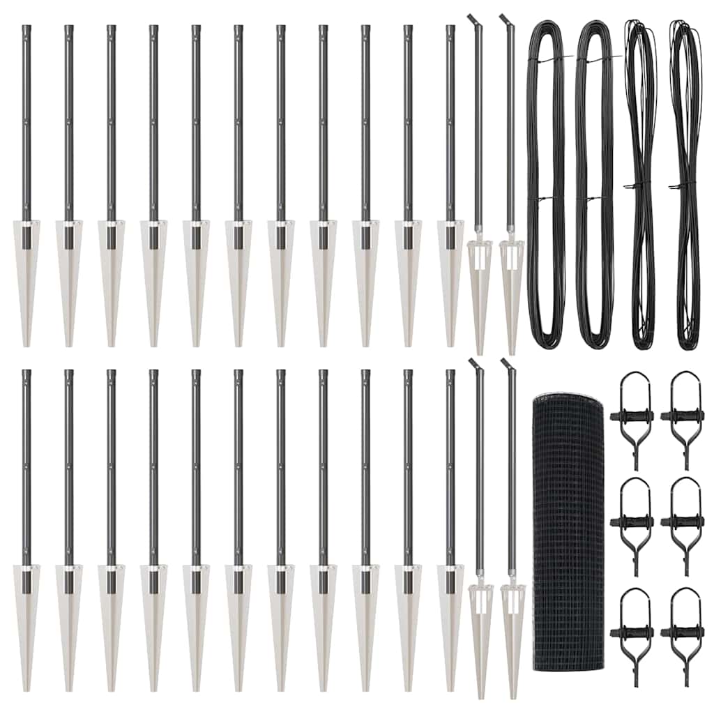 Zaunpfosten Grau 50 x 0,5 m (19 x 19 mm Netz) Stahl und PVC