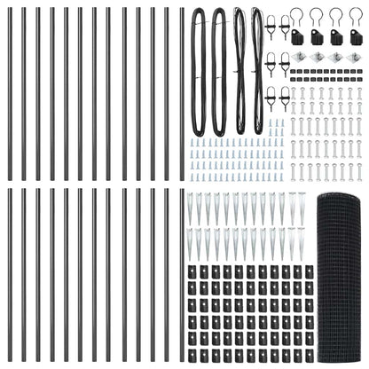 Zaunpfosten Grau 50 x 0,5 m (19 x 19 mm Netz) Stahl und PVC