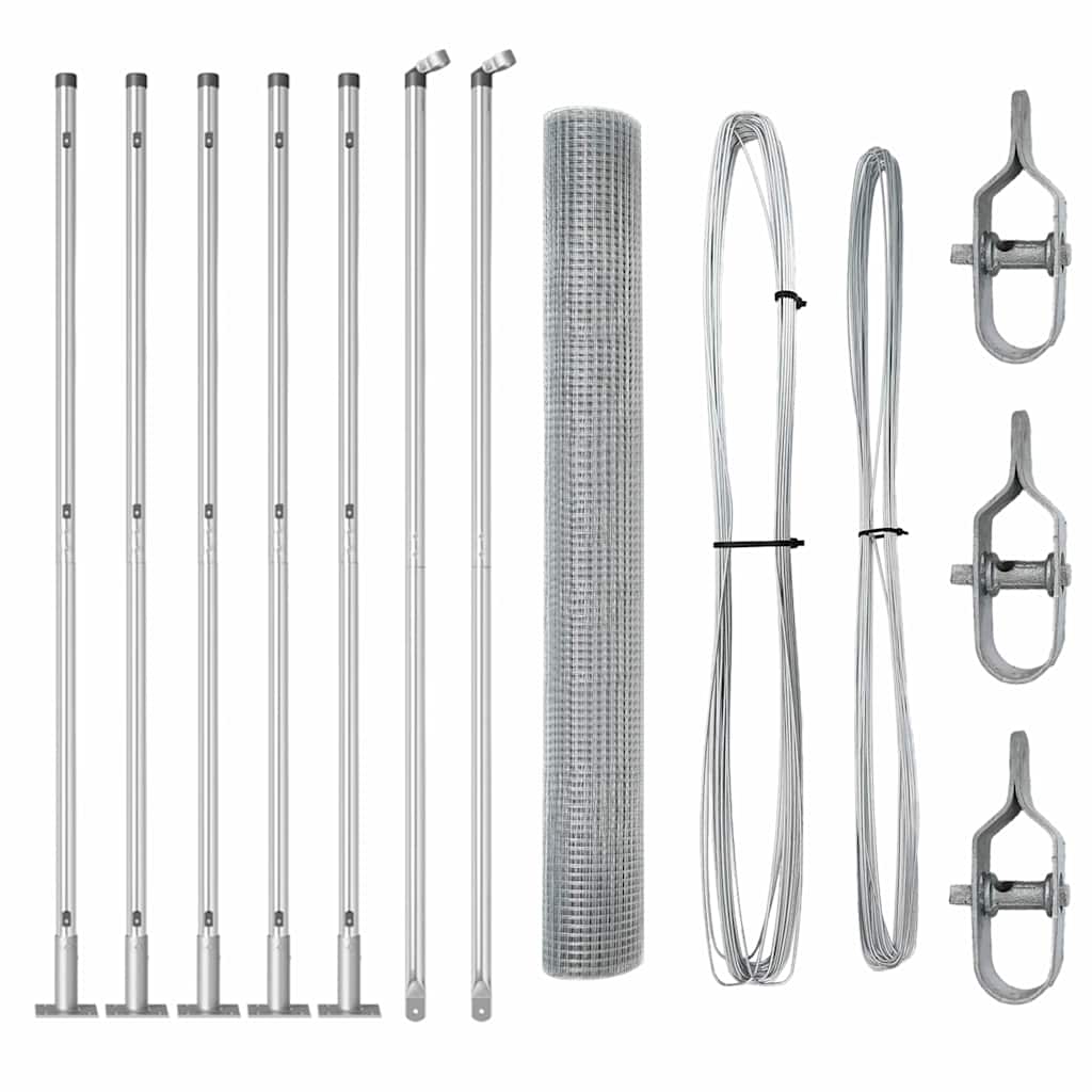 Zaunpfosten Silber 10 x 1,2 m (16 x 16 mm Netz) Stahl