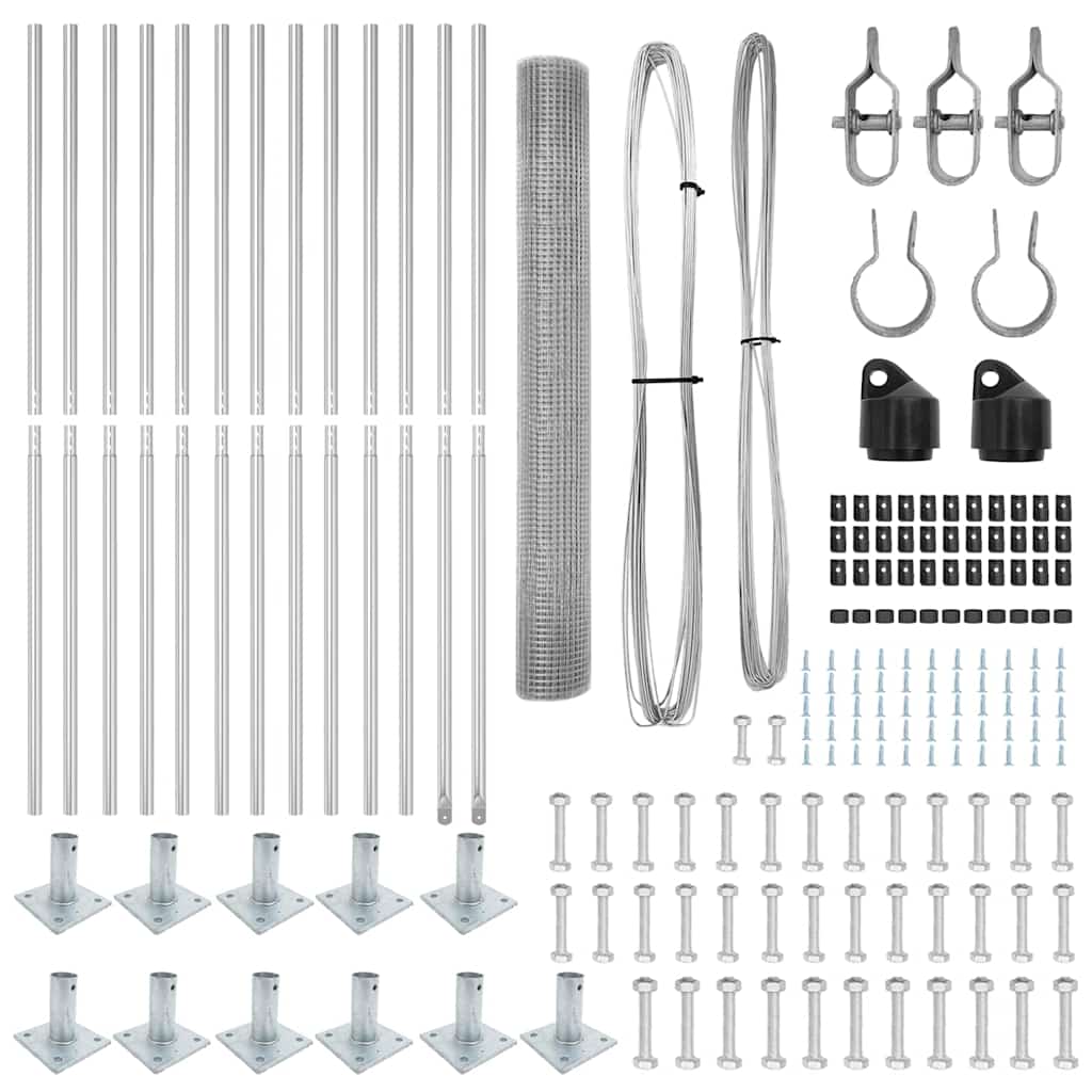 Zaunpfosten Silber 25 x 1,2 m (12 x 12 mm Masche) Stahl