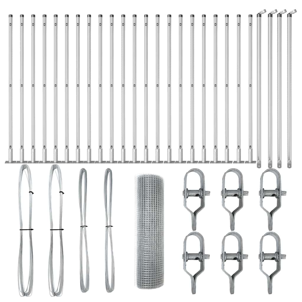 Zaunpfosten Silber 50 x 0,6 m (16 x 16 mm Maschen) Stahl