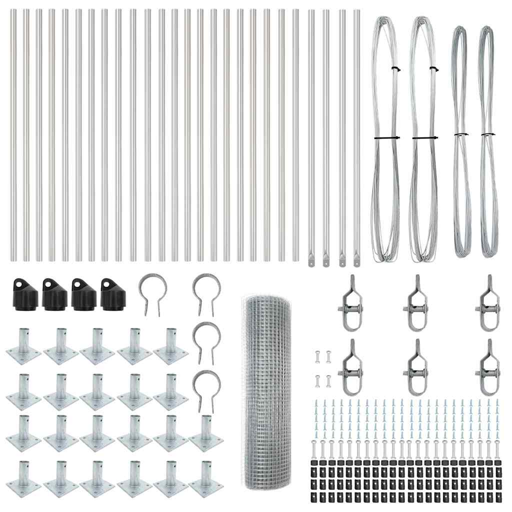 Zaunpfosten Silber 50 x 0,6 m (16 x 16 mm Maschen) Stahl