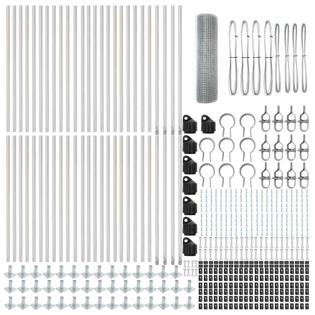 Zaunpfosten Silber 100 x 0,4 m (19 x 19 mm Maschen) Stahl