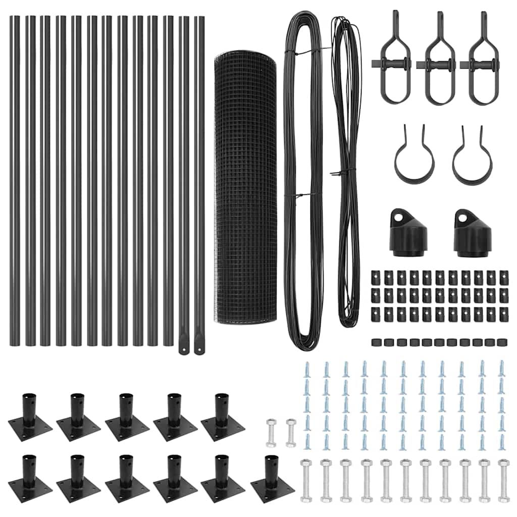 Zaunpfosten Grau 25 x 0,5 m (25 x 25 mm Maschen) Stahl