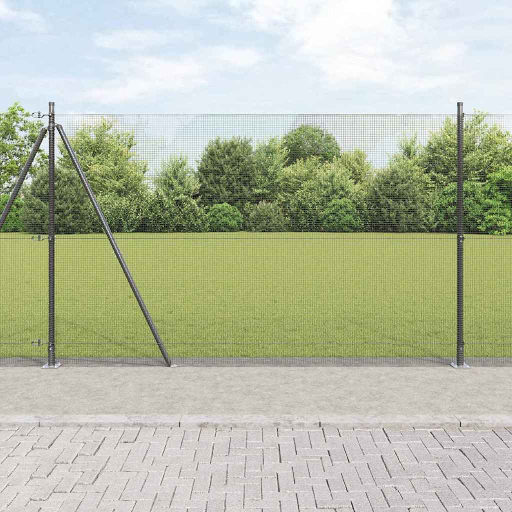 Zaunpfosten Grau 25 x 1,5 m (12 x 12 mm Netz) Stahl