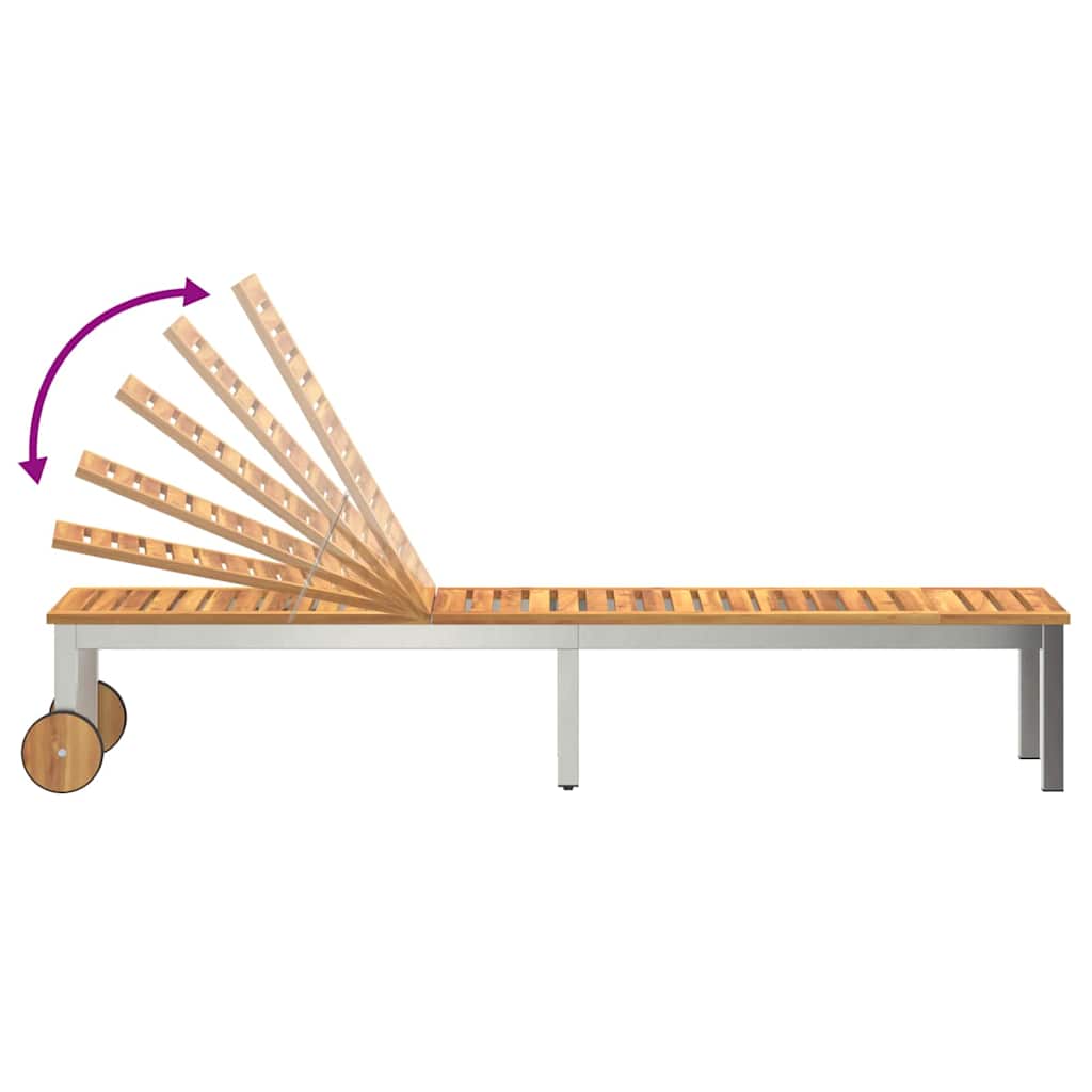 Sonnenliege Öl-Natur 205 x 53 x 100 cm Massivholz Akazie