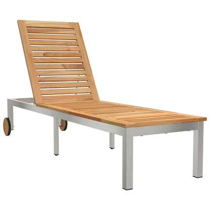 Sonnenliege Öl-Natur 205 x 53 x 100 cm Massivholz Teak