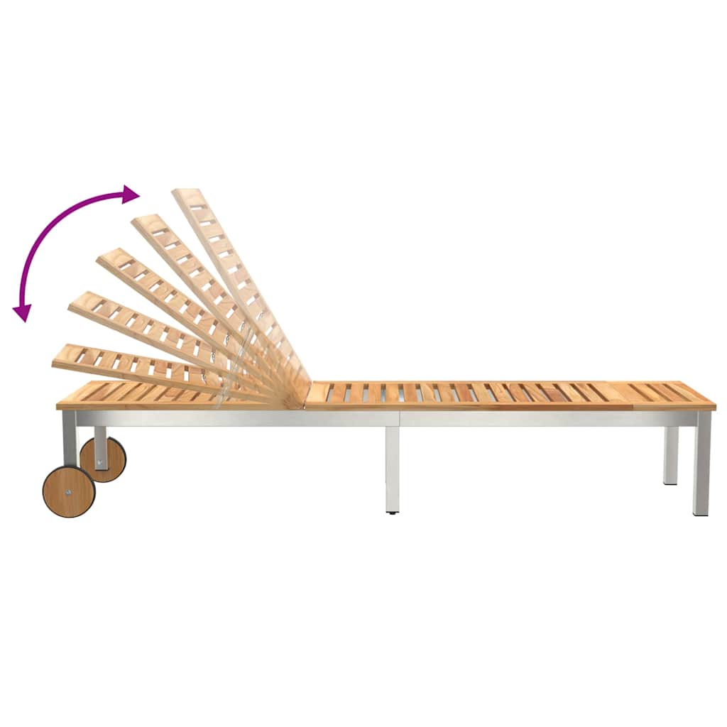 Sonnenliege Öl-Natur 205 x 53 x 100 cm Massivholz Teak