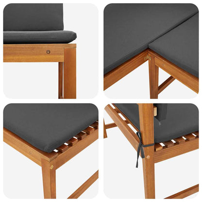 Gartenstuhl mit Kissen Braun 140 x 100 x 91cm Massivholz Akazie