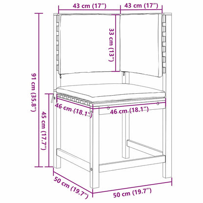 Gartenstuhl mit Kissen Braun 50 x 50 x 91cm Massivholz Akazie