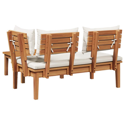 Gartenbank 2 pcs Creme und Braun Massivholz Teak