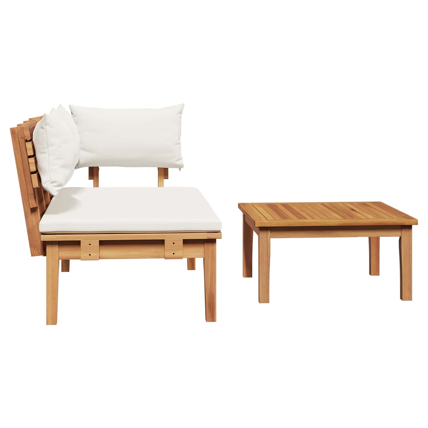 Gartenbank 2 pcs Creme und Braun Massivholz Teak