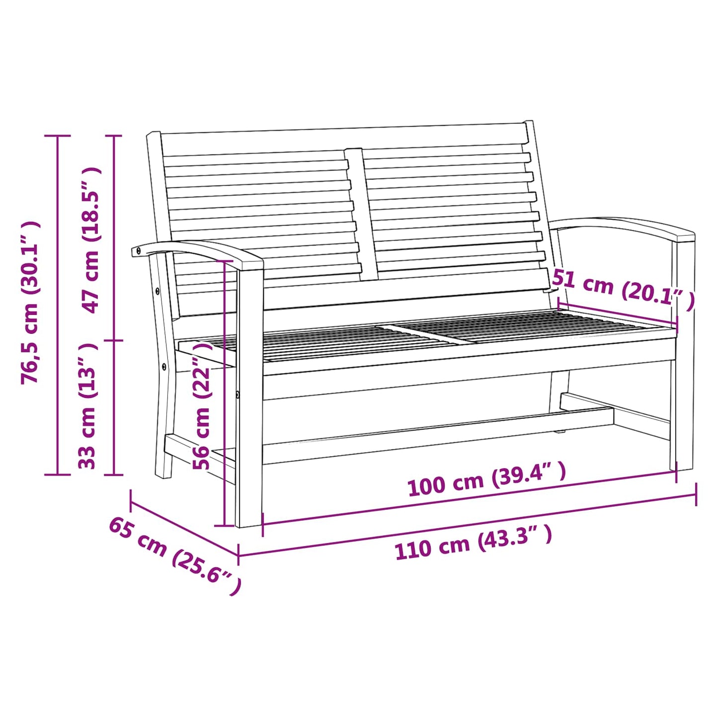 Bank Braun 110 x 65 x 76,5 cm Massivholz Teak