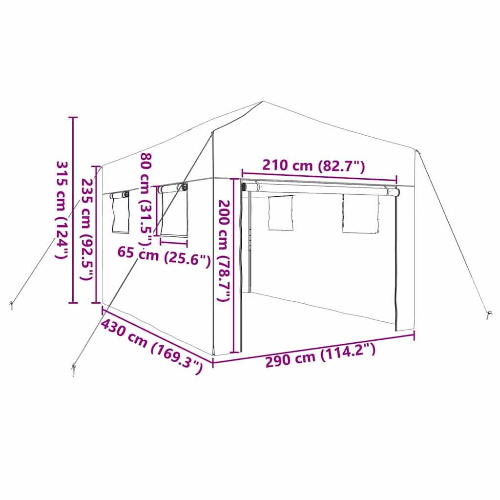 Gewächshaus mit Pop-up-Rahmen Grün 290 x 430 x 315 cm Eisen
