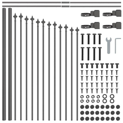 Gartenzaun Grau 170 x 140 cm Pulverbeschichteter Stahl
