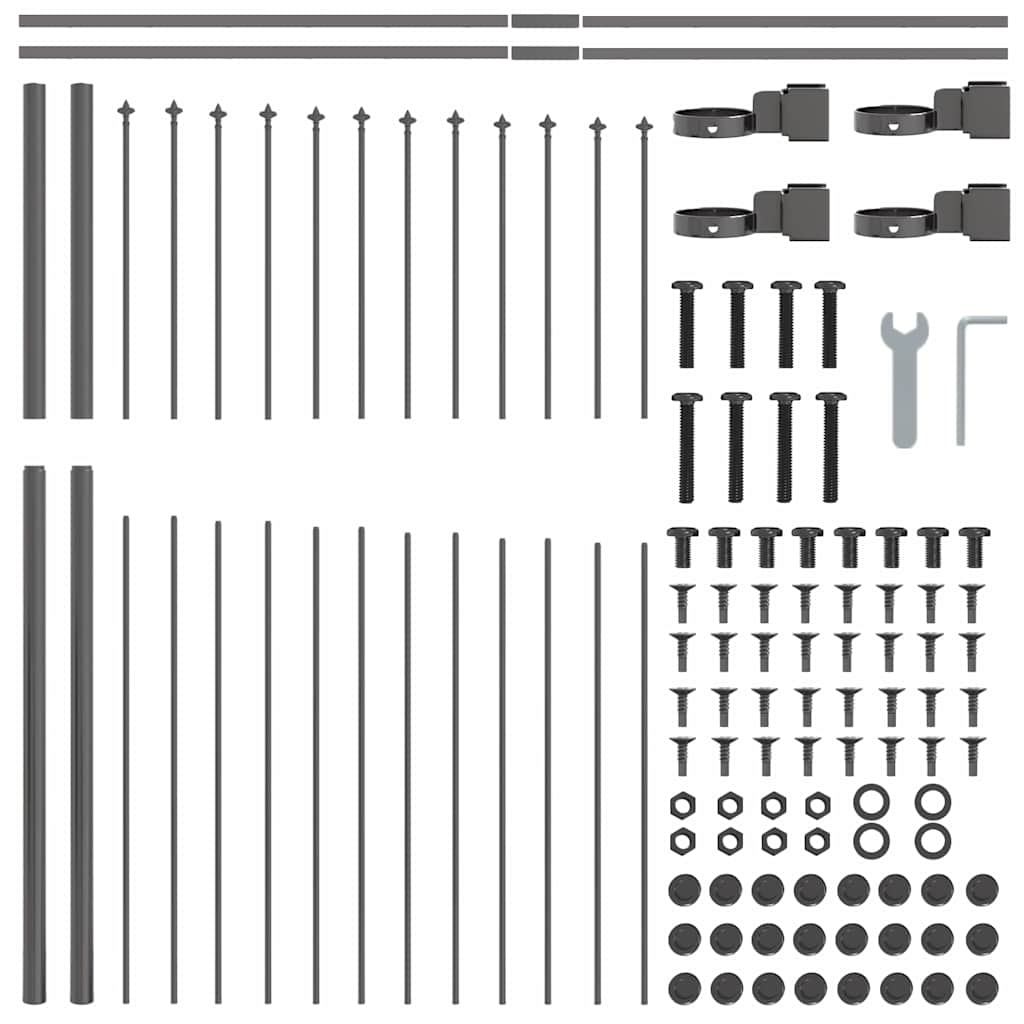 Gartenzaun Grau 170 x 190 cm Pulverbeschichteter Stahl