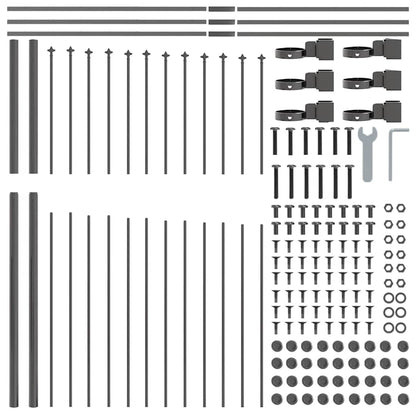 Gartenzaun Grau 170 x 215 cm Pulverbeschichteter Stahl