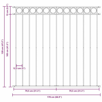 Zaunelement Weiß 170 x 120 cm Stahl