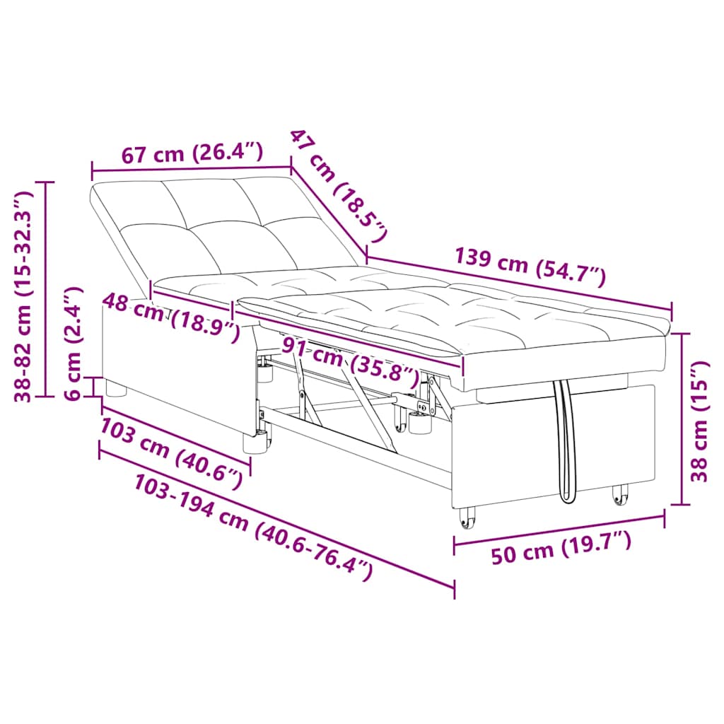 Schlafsofa Ausziehbar Creme 194 x 67 x 82 cm Mikrofaser