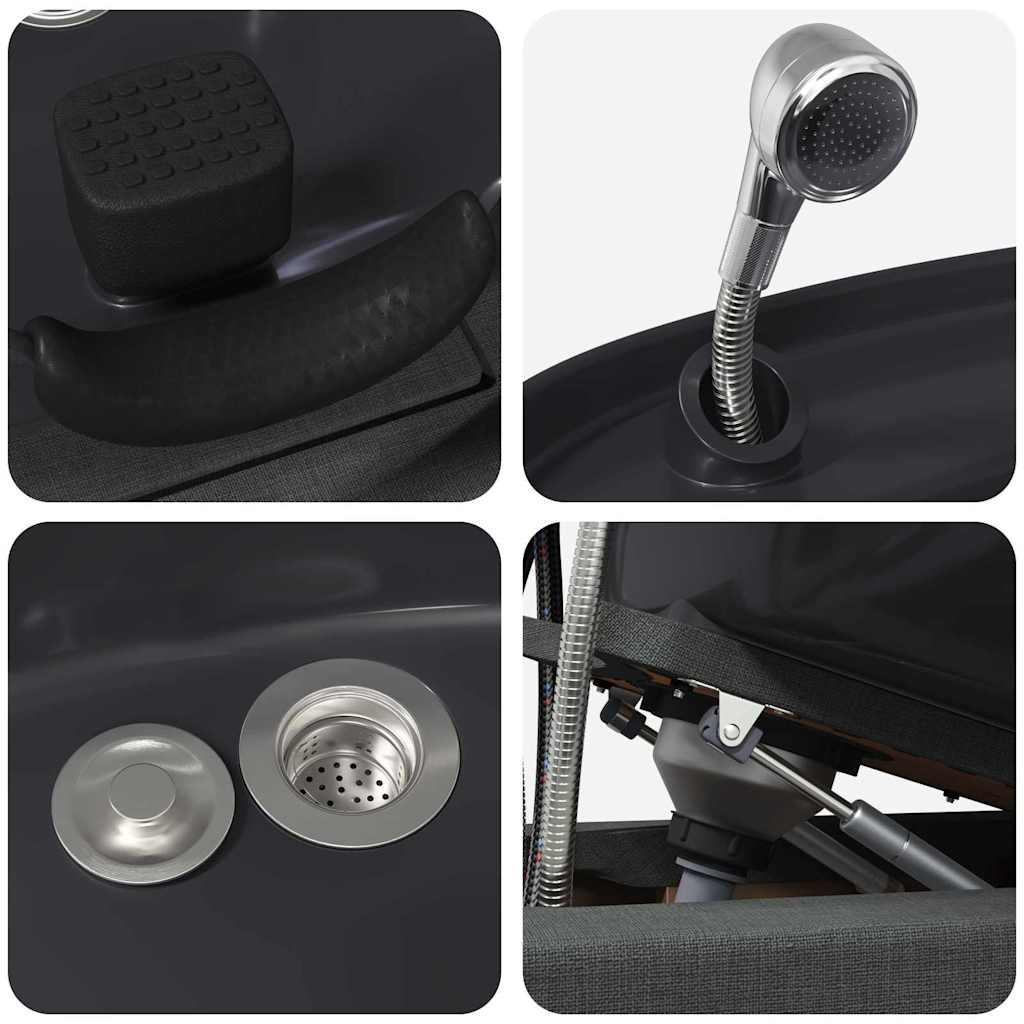 Shampoo Stuhl Dunkelgrau und Schwarz 136 x 60 x 92 cm Stoff