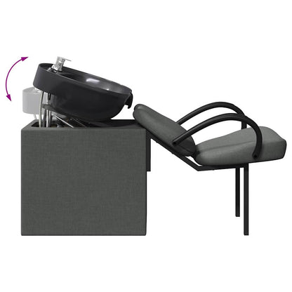 Shampoo Stuhl Dunkelgrau und Schwarz 136 x 60 x 92 cm Stoff