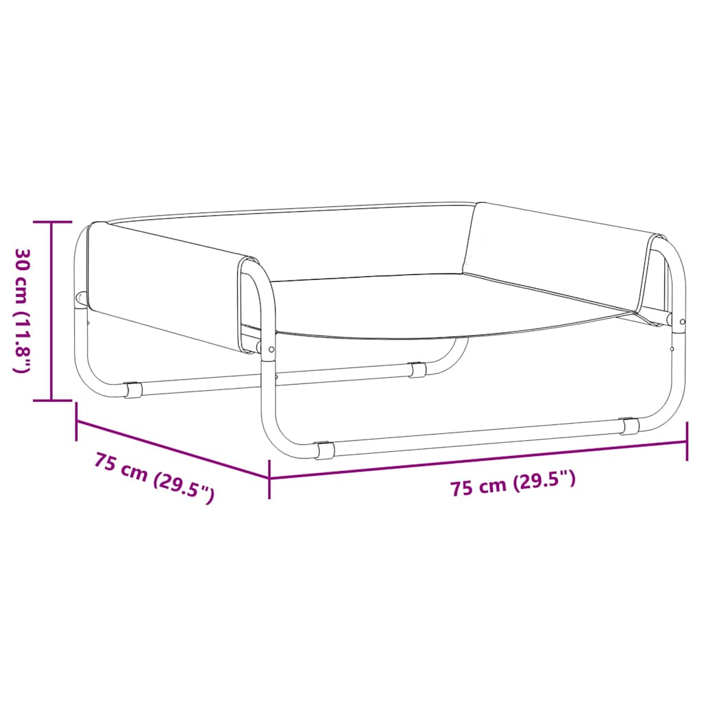 Hundebett Schwarz 75 x 75 x 30 cm Stahl