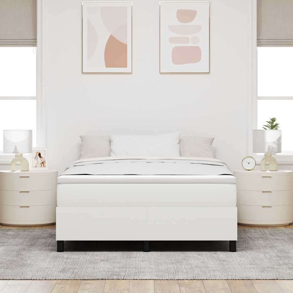Boxspringbett Creme und Weiß 160 x 200 cm Cordstoff