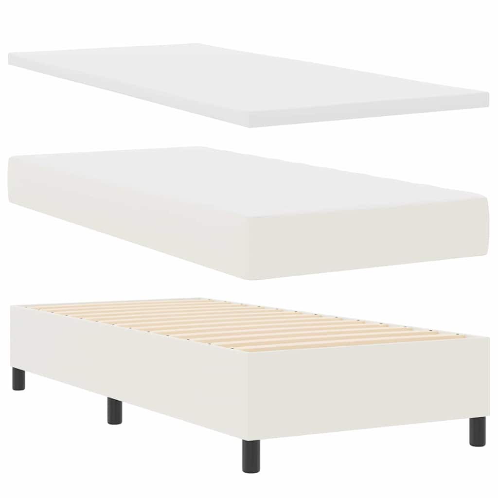 Boxspringbett Creme und Weiß 100 x 200 cm Cordstoff