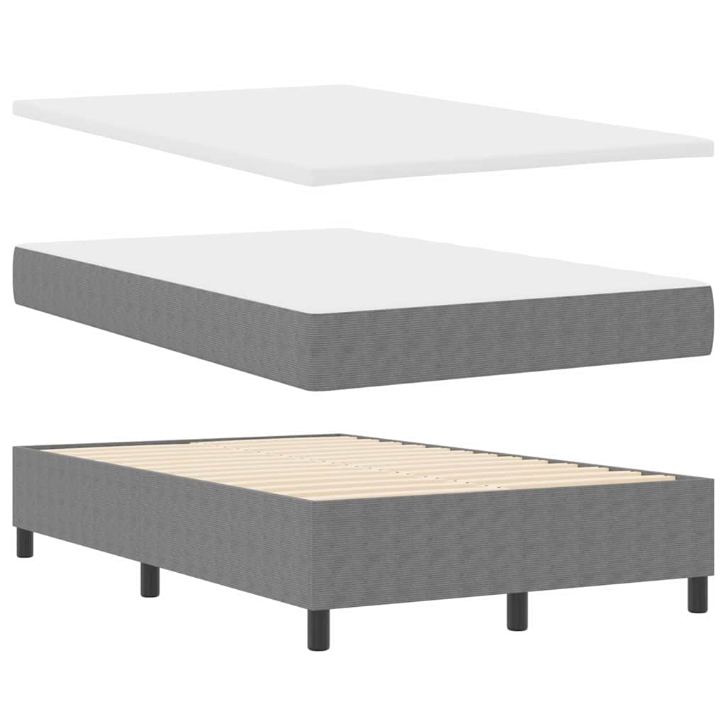 Boxspringbett Hellgrau und Weiß 120 x 190 cm Cordstoff