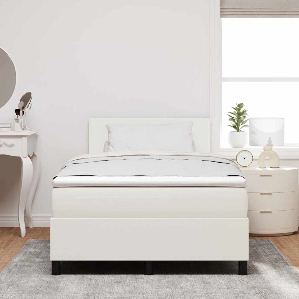 Boxspringbett Creme und Weiß 120 x 190 cm Cordstoff