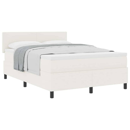 Boxspringbett Creme und Weiß 140 x 190 cm Cordstoff